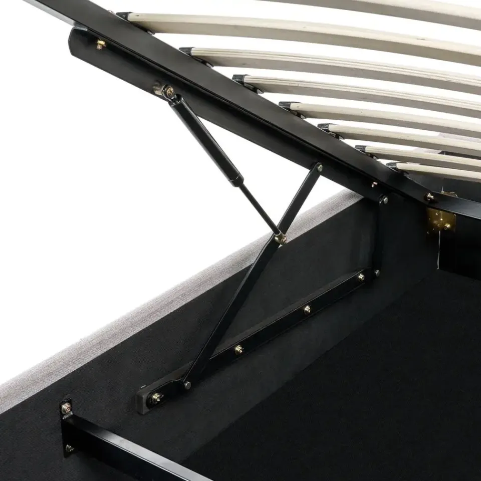 Beliani DINAN - Tweepersoonsbed - Lichtgrijs - 160 x 200 cm - Polyester