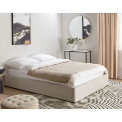 Beliani DINAN - Tweepersoonsbed - Lichtbeige - 140 x 200 cm - Polyester Sale