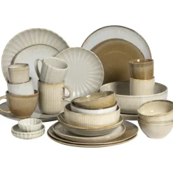 Leen Bakker Dinerbord Flora off-white stoneware - Ø27,5cm Discount