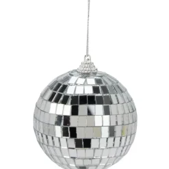 Merkloos Disco kerstbal - zilver - D7,5 cm - foam - spiegelbol - discobol Best