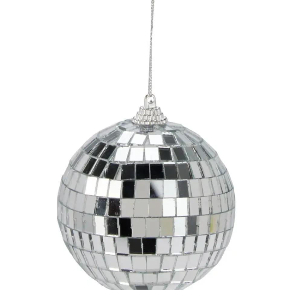 Merkloos Disco kerstbal - zilver - D7,5 cm - foam - spiegelbol - discobol Best