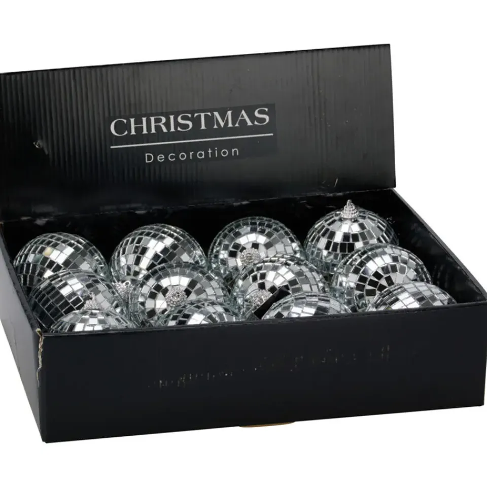 Merkloos Disco kerstbal - zilver - D7,5 cm - foam - spiegelbol - discobol Best