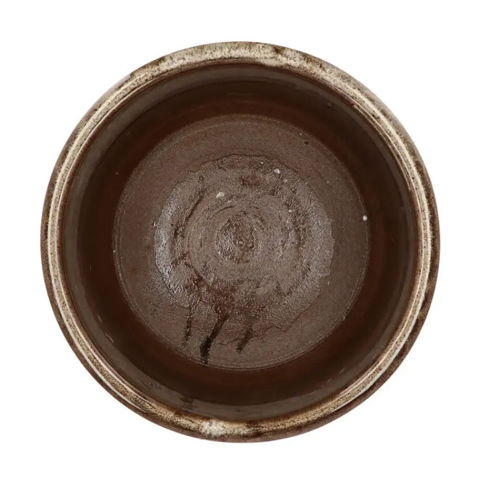 DK Design Bloempot Brown Glaze - taupe - D12 x H13 cm - glanzend New