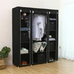 Songmics Draagbare kledingkast, opvouwbare kast, 150x45x175 cm, zwart Sale