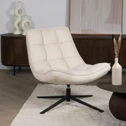 Giga Meubel Draaifauteuil Stof/Textiel - Beige - 86x74x84cm - Mattis Discount