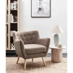 Beliani DRAMMEN - Chesterfield fauteuil - Bruin - Bouclé Hot