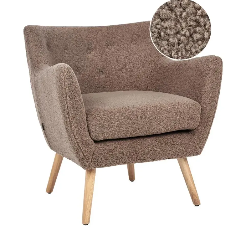 Beliani DRAMMEN - Chesterfield fauteuil - Bruin - Bouclé Hot