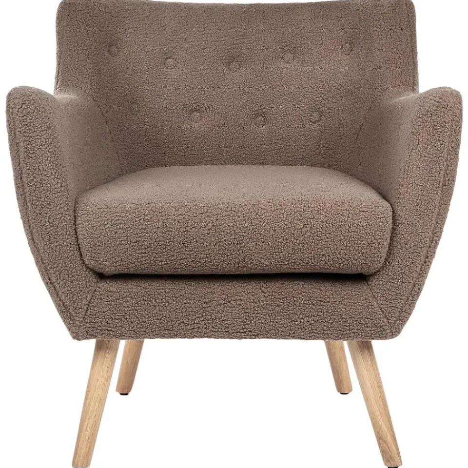 Beliani DRAMMEN - Chesterfield fauteuil - Bruin - Bouclé Hot