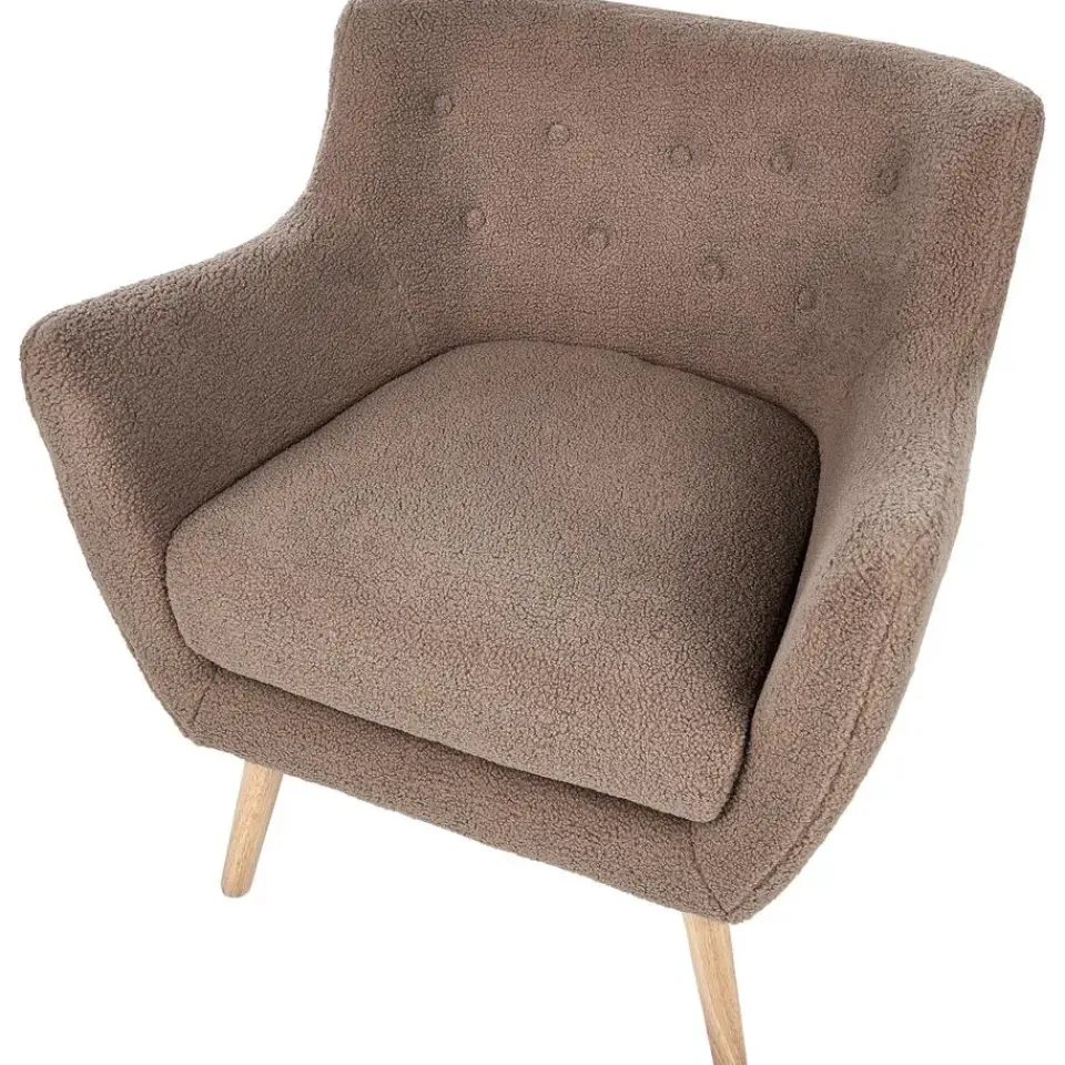 Beliani DRAMMEN - Chesterfield fauteuil - Bruin - Bouclé Hot