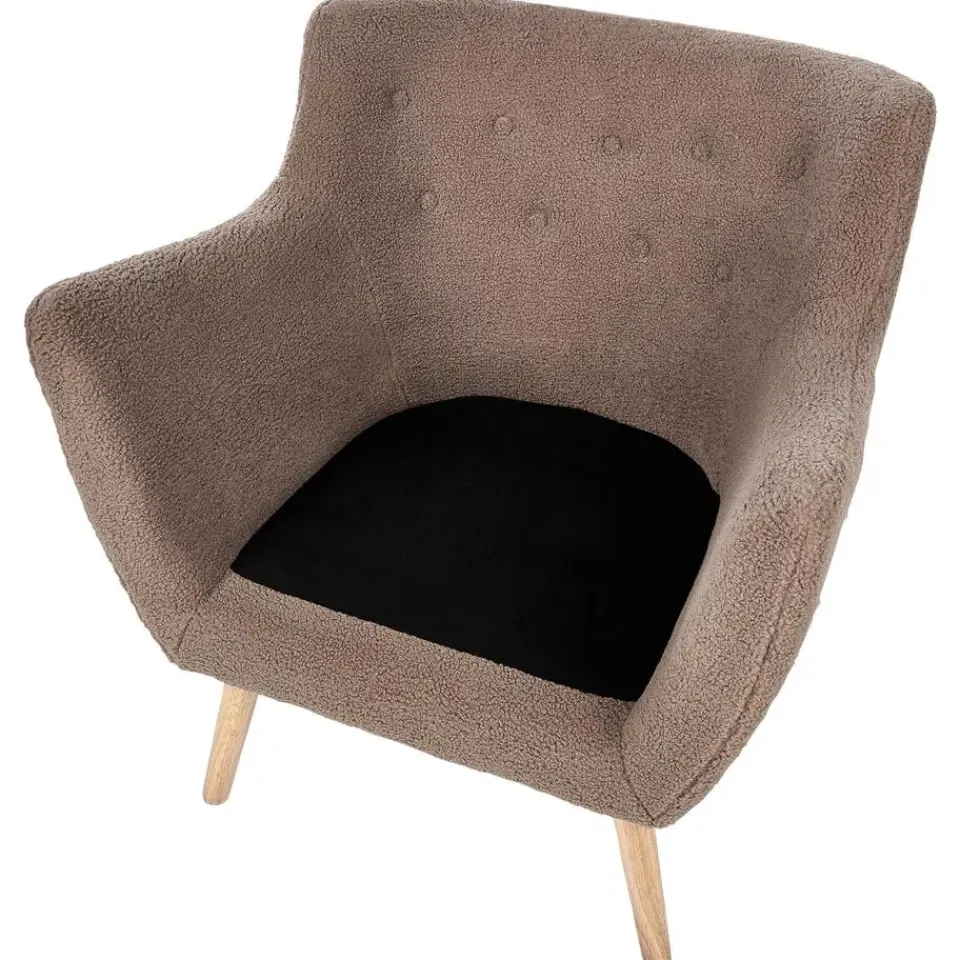Beliani DRAMMEN - Chesterfield fauteuil - Bruin - Bouclé Hot