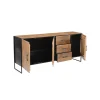Livingfurn Dressoir Naturel Mangohout - Metaal - 180x40x80cm - Elin New