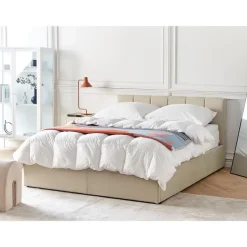Beliani DREUX - Bed met opbergruimte - Beige - 140 x 200 cm - Polyester Discount