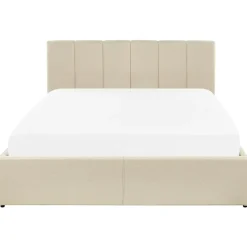 Beliani DREUX - Bed met opbergruimte - Beige - 140 x 200 cm - Polyester Discount