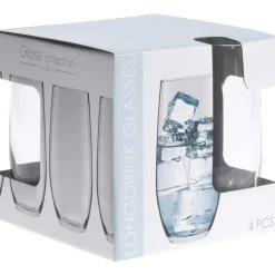 Merkloos Drinkglazen of waterglazen - 4x stuks - gecurved - 360 ml New