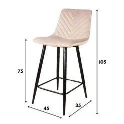 DS4U - Gaby barkruk velvet 75 cm 2.0 - champagne Outlet