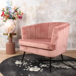 DS4U - Norah fauteuil velvet zalmroze Clearance