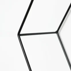 IVOL Dubbel zeshoekig metalen wandrek met 2 houten plankjes - 30,5x41 cm - Zwart Sale