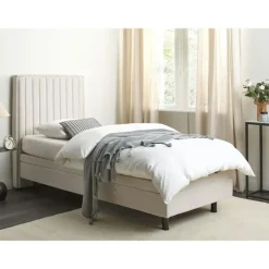 Beliani DUKE II - Eenpersoonsbed - Beige - 90 x 200 cm - Polyester Clearance