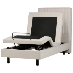 Beliani DUKE II - Eenpersoonsbed - Beige - 90 x 200 cm - Polyester Clearance