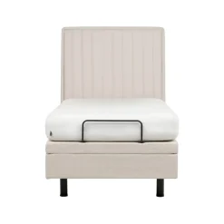 Beliani DUKE II - Eenpersoonsbed - Beige - 90 x 200 cm - Polyester Clearance