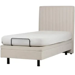 Beliani DUKE II - Eenpersoonsbed - Beige - 90 x 200 cm - Polyester Clearance