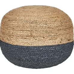 Leen Bakker DUKI - Poef - Marineblauw - 50 cm - Jute Online