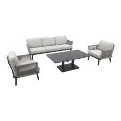 Van der Garde Tuinmeubelen - Premium Durban/Medina verstelbare stoel-bank loungeset - 4-delig Discount