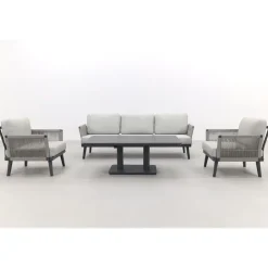 Van der Garde Tuinmeubelen - Premium Durban/Medina verstelbare stoel-bank loungeset - 4-delig Discount