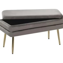 Beliani DURHAM - Hocker - Grijs - Fluweel Online