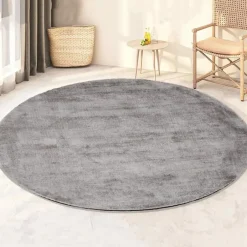 Dutch Lifestyle - Viscose - Vloerkleed - 195cm rond - Grijs Clearance