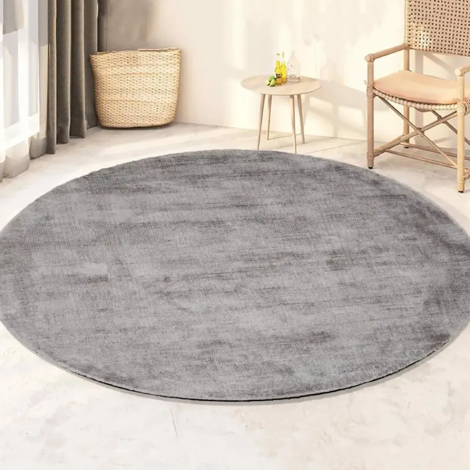 Dutch Lifestyle - Viscose - Vloerkleed - 115cm rond - Grijs Best