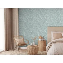 Dutch Wallcoverings - Arty Faces blauwgroen/wit - 0,53x10,05m Hot