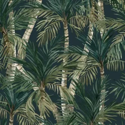 Dutch Wallcoverings - Eden palmbomen zwart/groen - 0,53x10,05m Discount