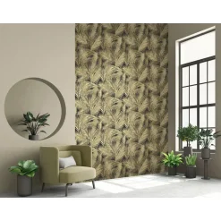 Dutch Wallcoverings - Eden palm zwart/metallic/goud - 0,53x10,05m Online