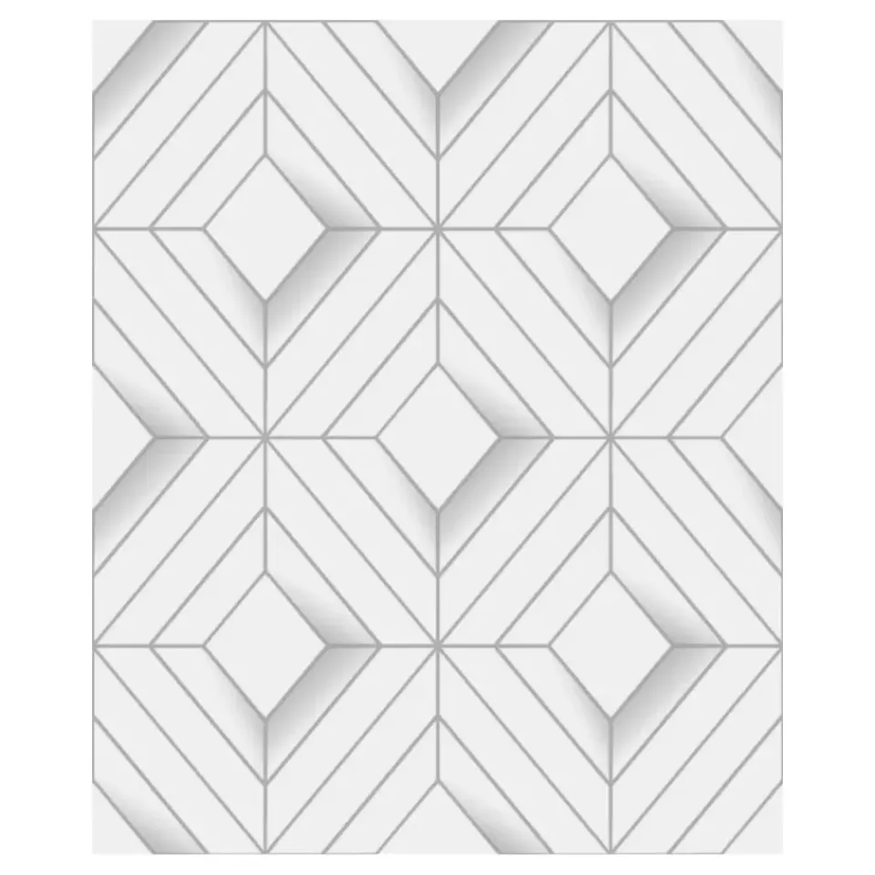 Dutch Wallcoverings - Galactik ruit wit/lichtgrijs - 0,53x10,05m Best