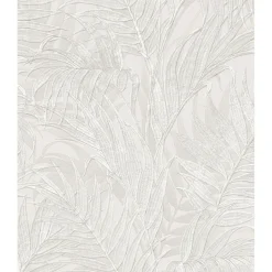 Dutch Wallcoverings - Grace Tropical palm leaf silver - GR322101 Clearance