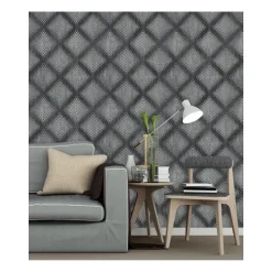 Dutch Wallcoverings - Hexagone ruit zwart/zilver - 0,53x10,05m Discount