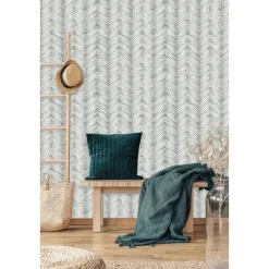 Dutch Wallcoverings - Odyssee visgraat grijs - 0,53x10,05m Clearance