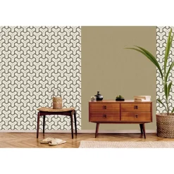 Dutch Wallcoverings - Onyx dessin wit/zwart/beige - 0,53x10,05m Hot