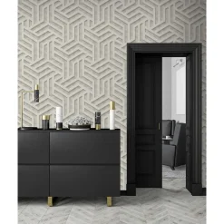 Dutch Wallcoverings - Onyx dessin grijs/zilver - 0,53x10,05m Best