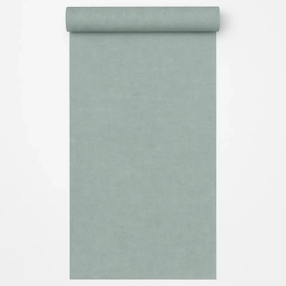 Dutch Wallcoverings Vliesbehang Linen & Textures uni - lightgreen - 10m x 53cm Discount