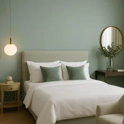 Dutch Wallcoverings Vliesbehang Linen & Textures uni - lightgreen - 10m x 53cm Discount