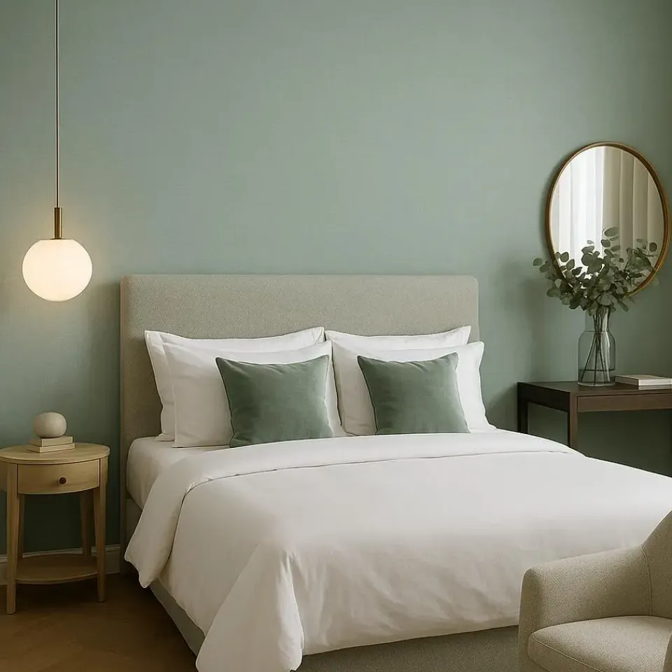 Dutch Wallcoverings Vliesbehang Linen & Textures uni - lightgreen - 10m x 53cm Discount