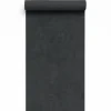 Dutch Wallcoverings Vliesbehang Linen & Textures uni - blacksilver - 10m x 53cm Outlet