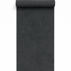 Dutch Wallcoverings Vliesbehang Linen & Textures uni - blacksilver - 10m x 53cm Outlet