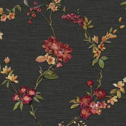 Dutch Wallcoverings Vliesbehang Fabric Touch flower - zwart - 10,05m x 53cm