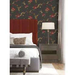 Dutch Wallcoverings Vliesbehang Fabric Touch flower - zwart - 10,05m x 53cm