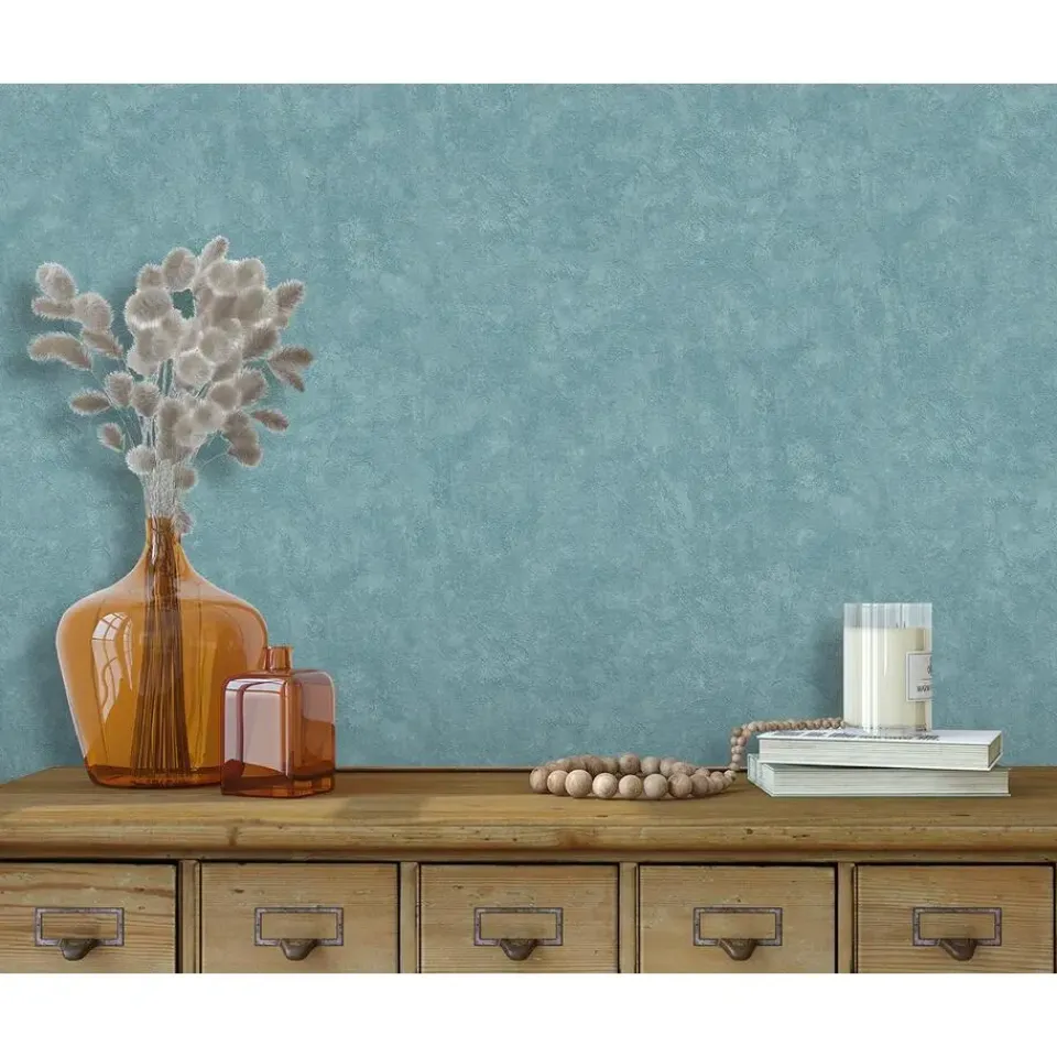 Dutch Wallcoverings Vliesbehang Artifice uni - petrol - 10,05m x 53cm