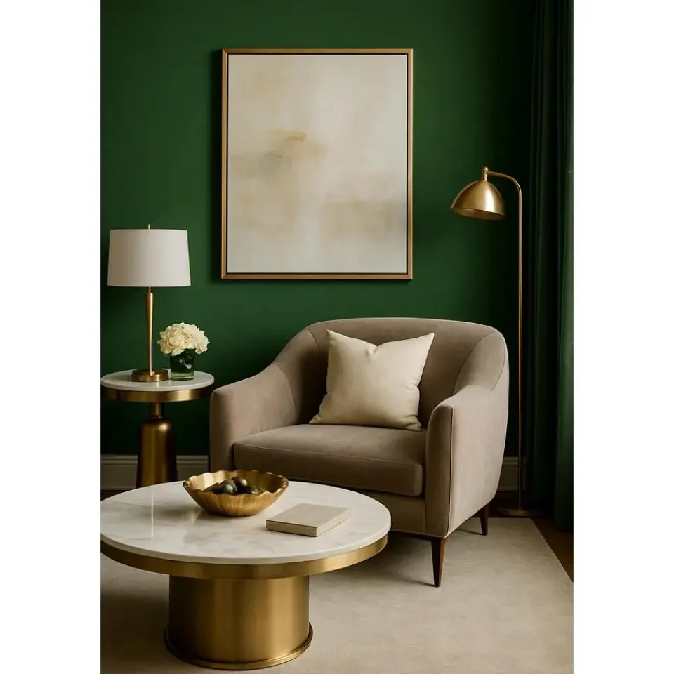 Dutch Wallcoverings Vliesbehang Linen & Textures uni - greengold - 10,05m x 53cm