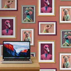 Dutch Wallcoverings Vliesbehang Artifice lijstjes met dieren - terra - 10mx53cm Clearance